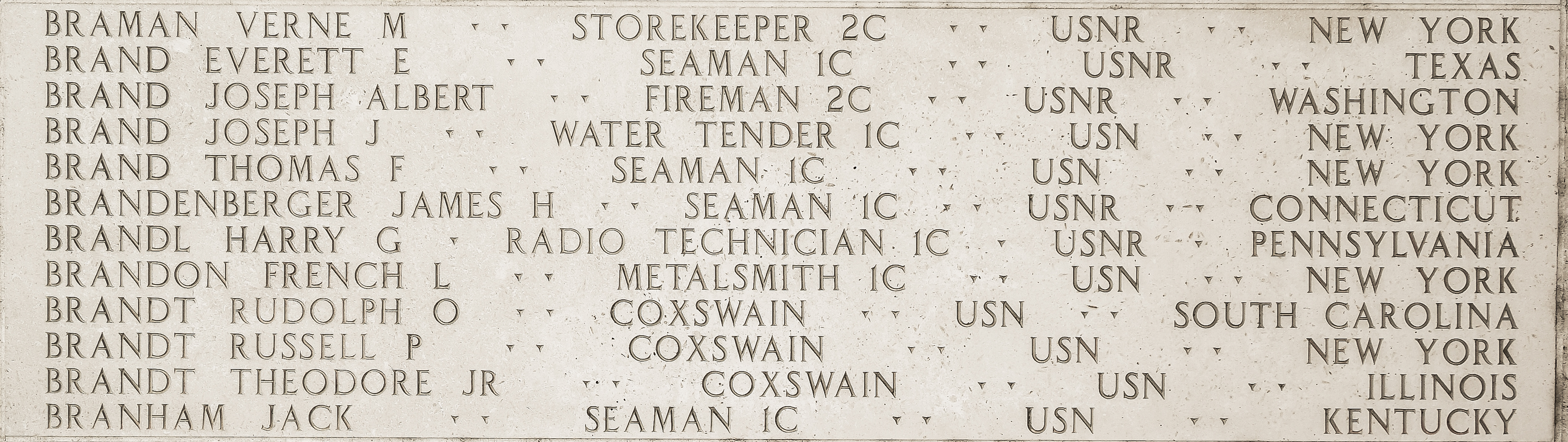 Verne M. Braman, Storekeeper Second Class